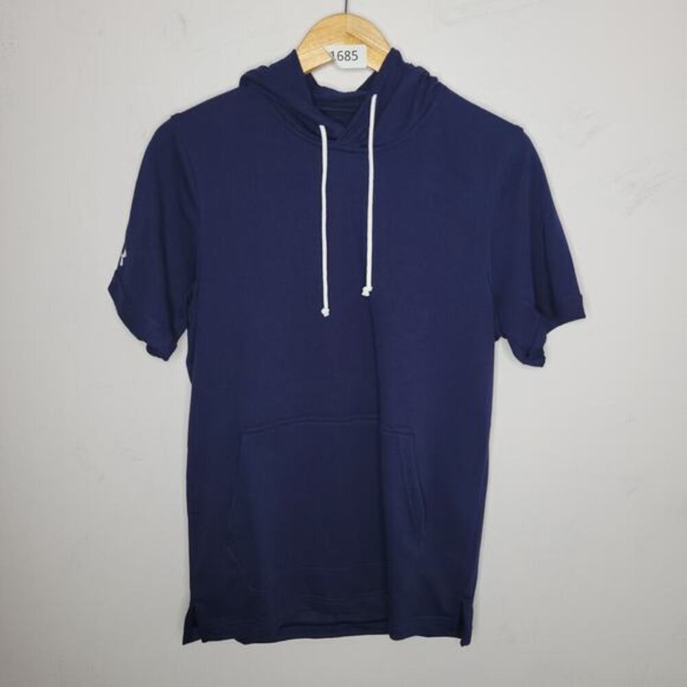 Under Armour Hoodie Mens Size Small Blue Warm UpPullover Terrycloth Training Gym